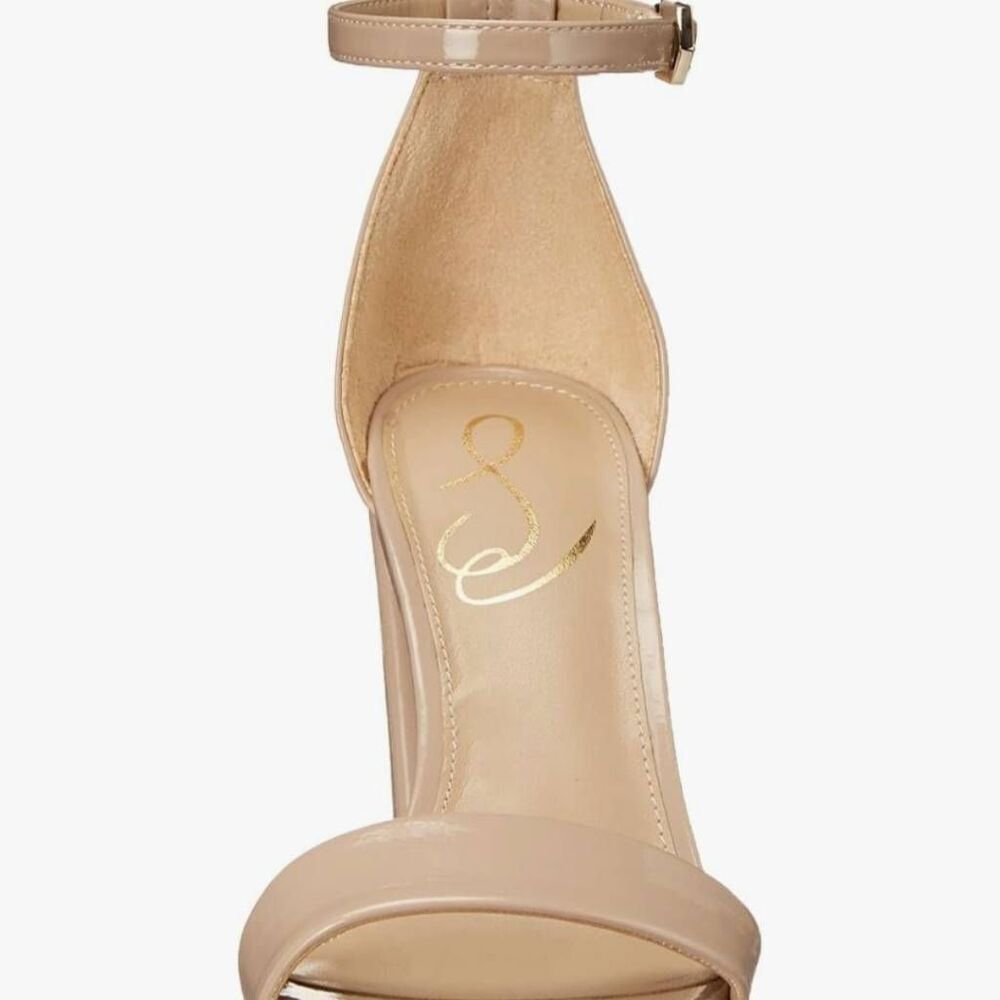 NWT Sam Edelman Women's 9.5M Yaro Chai Latte Patent Block Heel Sandals - Picture 4 of 7